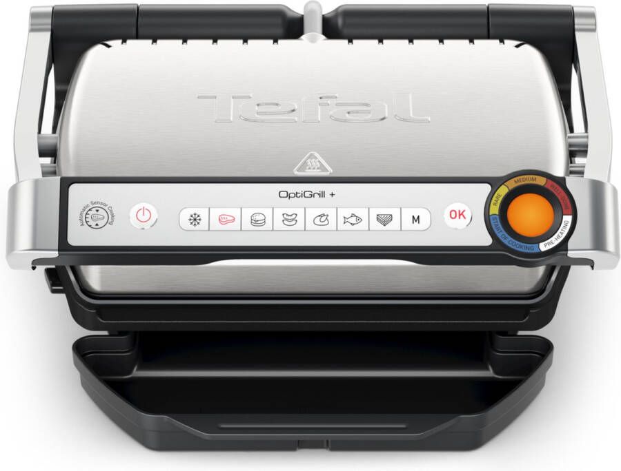 Tefal OptiGrill+ GC717D Intelligente Contactgrill 6 Automatische Programma's Gaarheidsindicator Uitneembare & vaatwasbestendige platen Makkelijk schoonmaken 2000W RVS