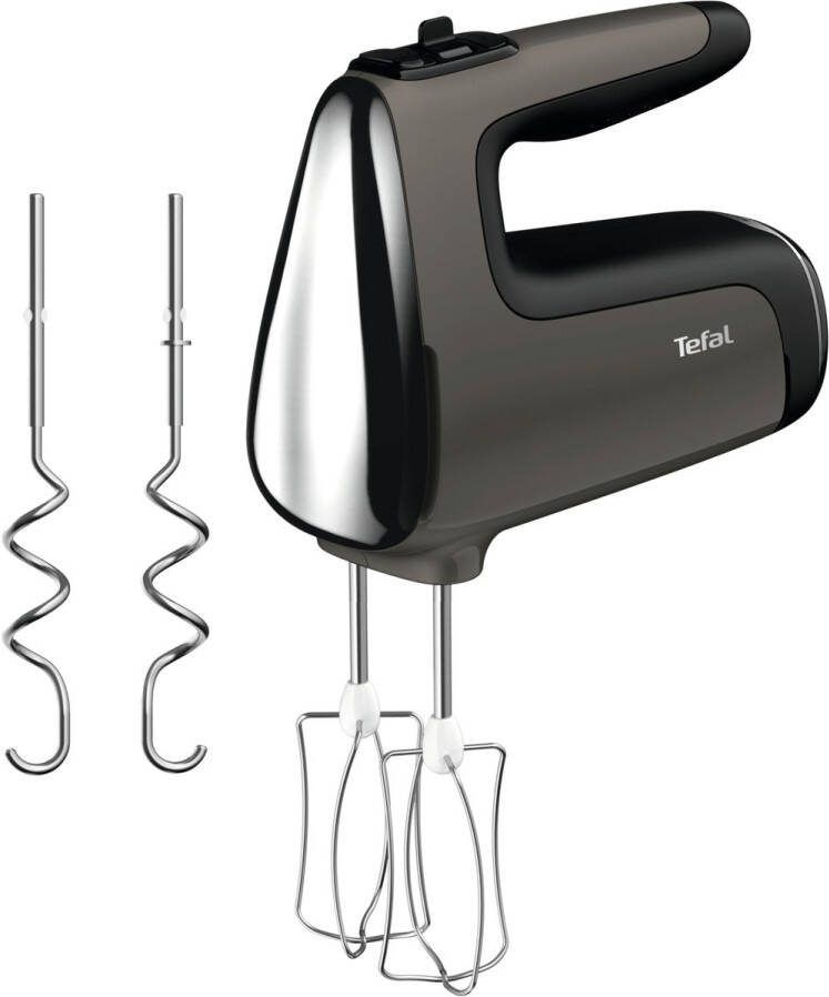 Tefal Powermix Silence HT650E Handmixer Variabele Snelheid en Turbofunctie Met Deeghaken en Gardes Stille Werking 600W Zwart