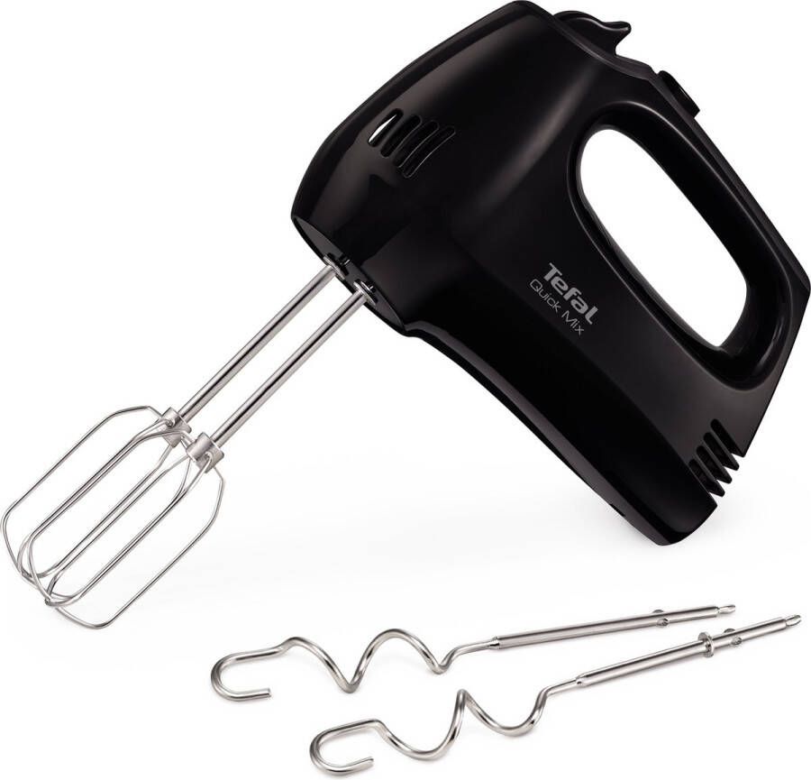 Tefal Quick Mix HT3108 Handmixer 5 Snelheden en Turbofunctie Met Deeghaken en Gardes Compact 300W Zwart