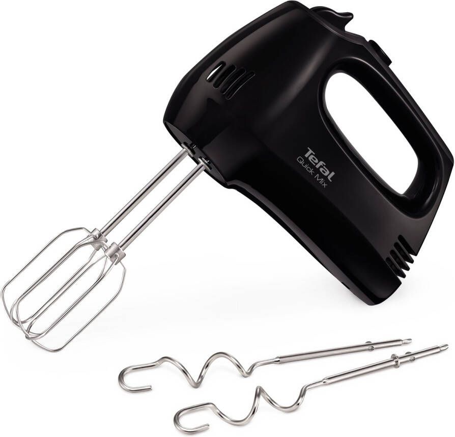 Tefal Quick Mix HT3108 Handmixer 5 Snelheden en Turbofunctie Met Deeghaken en Gardes Compact 300W Zwart