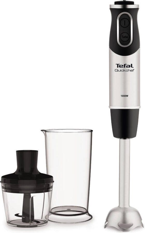 Tefal Quickchef HB6598 Staafmixer Inclusief Mengbeker en Hakmolen Krachtige Prestaties Zilver Zwart 1000W