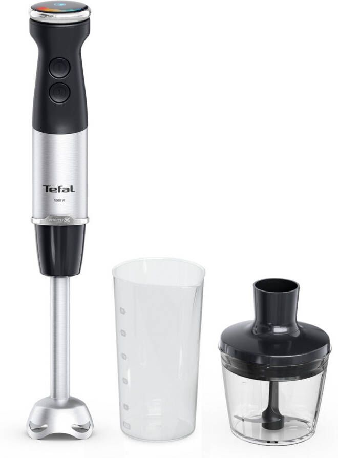 Tefal Quickchef+ HB6728 Staafmixer Inclusief Mengbeker en Hakmolen 20 Snelheden en Turbostand 1000W Zwart RVS