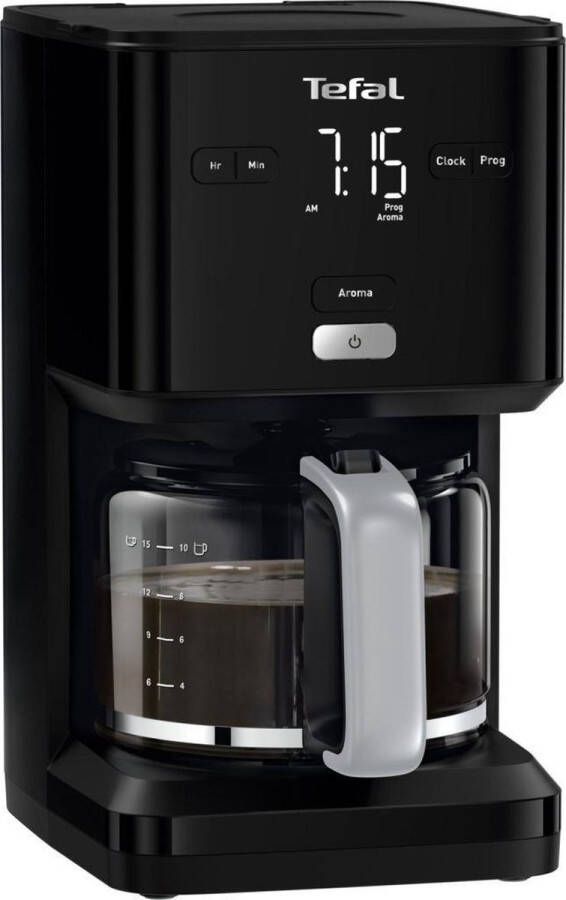 Tefal Smart & Light CM6008 Filter koffiezetapparaat 1.25L Digitaal Display met Timer 15 Kopjes Warmhoudfunctie Zwart