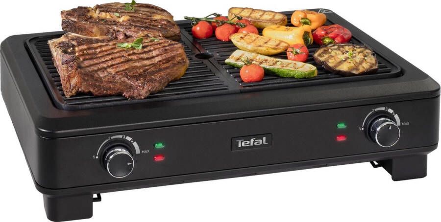 Tefal Smokeless Grill TG9008 Grillplaat voor in huis 2 zone's 2000W