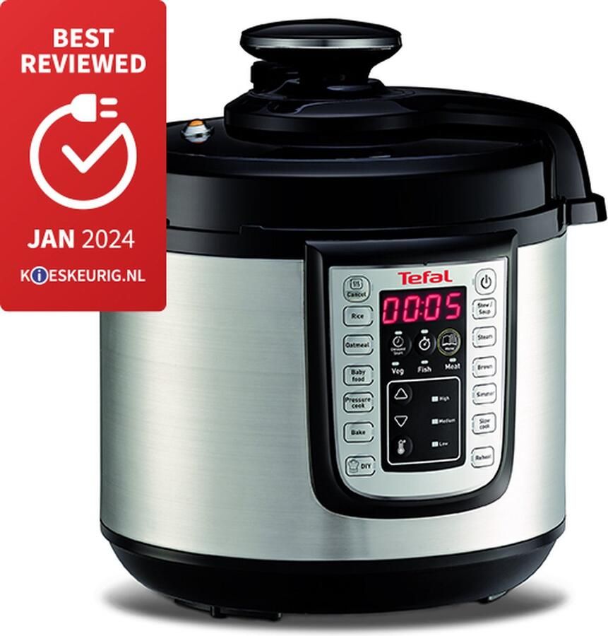 Tefal All-in-One CY505E Multicooker Slowcooker Snelkookpan 6L Digital Timer