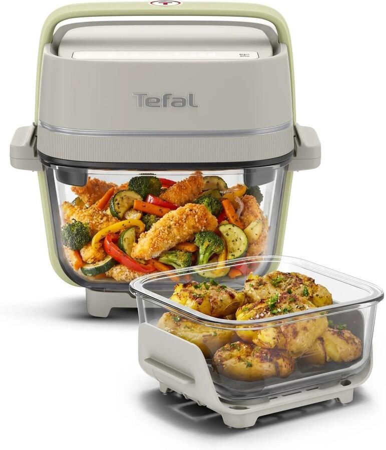 Tefal Crisp & Go FB701A Airfryer met glazen schalen 4 kookstanden 1 4 L + 3 8 L PFAS vrij