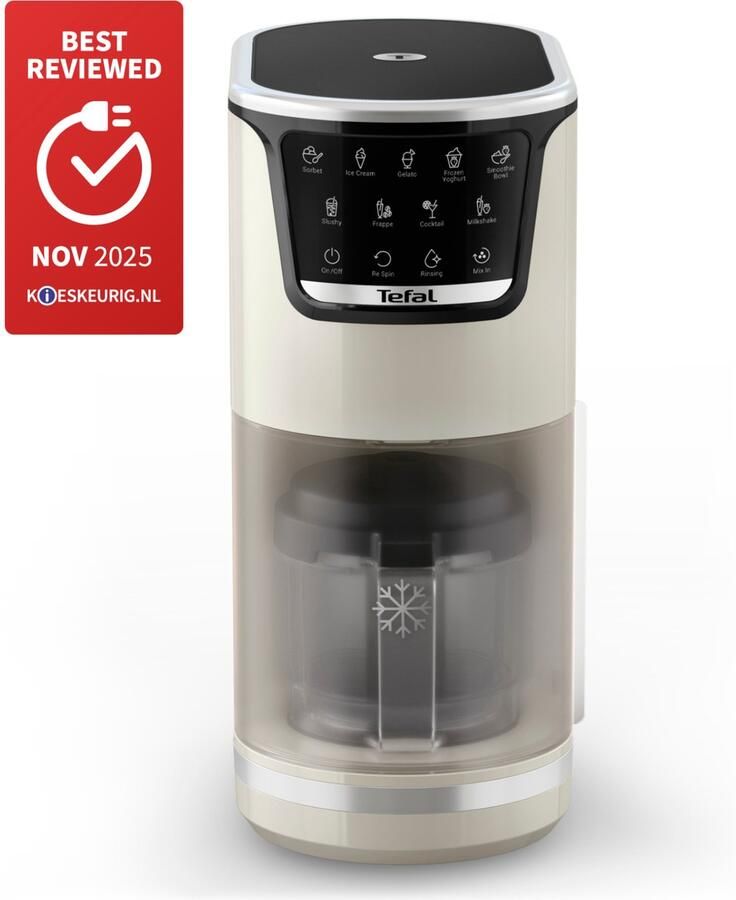 Tefal Dolci IG602A IJsmachine 10 Programma's 1.4L Automatisch spoelprogramma Geschikt voor Sorbet en Roomijs