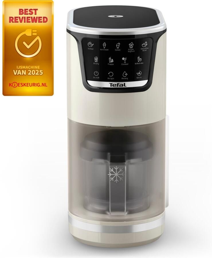 Tefal Dolci IG602A IJsmachine 10 Programma's 1.4L Automatisch spoelprogramma Geschikt voor Sorbet en Roomijs