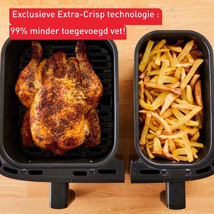 Tefal Dual Easy Fry & Grill EY9018 Easy Fry Dual EY9018 XXL heteluchtfriteuse met dubbele lades zwart