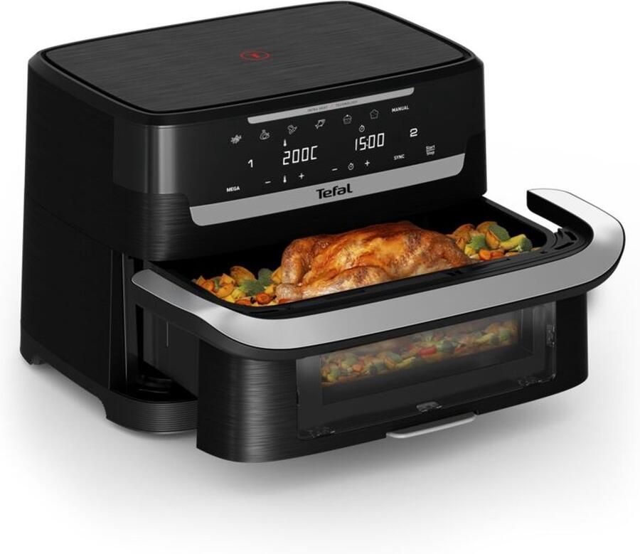 Tefal Dual Easy Fry EY9288 Dubbele Airfryer XXL 9L FlexCook GiantZone EvenFry Technologie 7 Programma's Voor 8 Personen