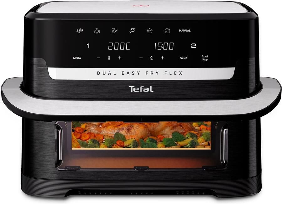 Tefal Dual Easy Fry Flex EY9228 Dubbele Airfryer 9L FlexCook 1 of 2 Kookzones 7 Programma's Zwart Voor 8 Personen - Foto 7