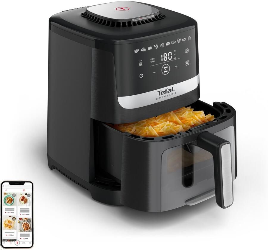 Tefal Easy Fry Silence EY5568 5L stille airfryer met kijkvenster