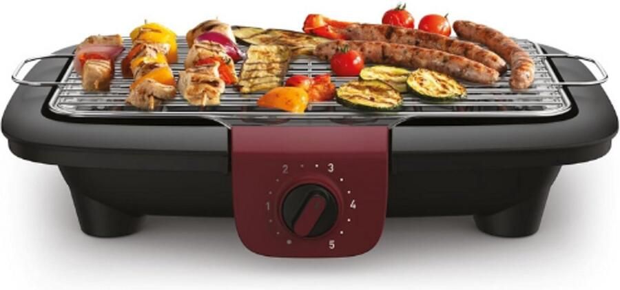 Tefal Easygrill Adjust elektrische tafelgrill (2300 watt 1000 cm² grilloppervlak) zwart bordeauxrood