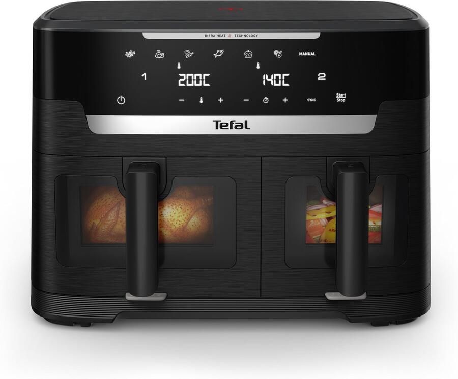 Tefal Ever Fry Dual XXL EY9488 Dubbele Airfryer Infraroodtechnologie 7 programma's 11L