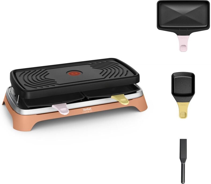 Tefal Food & Co RE650J10 – Multifunctioneel kooktoestel – Gezellig tafelen met 8 – Binnen en buiten gebruik – Makkelijk schoon te maken – XL pannetjes – Raclette grill toestel