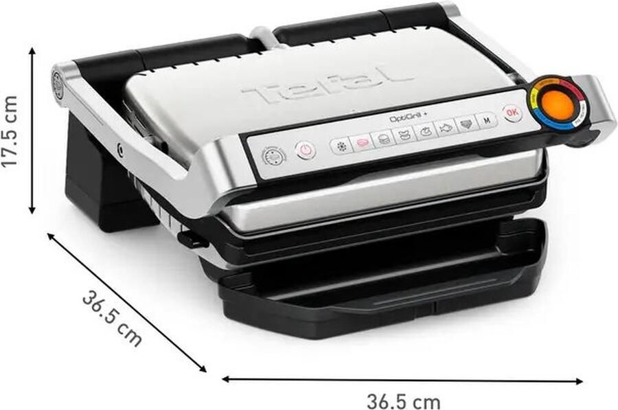 Tefal Optigrill+ GC718D10 Contactgrill 6 automatische programma s RVS Inclusief tang 2000W - Foto 2