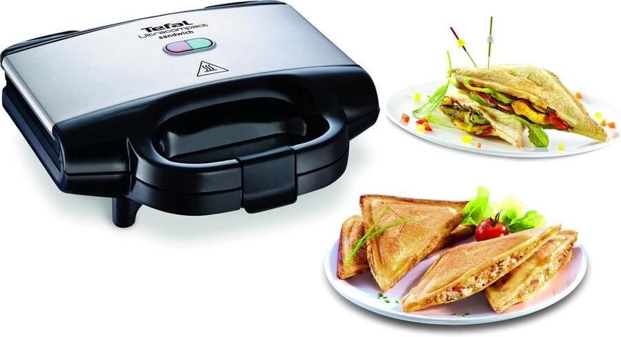 Tefal Ultracompact tosti-ijzer anti-aanbaklaag schelpvorm SM1552 Controlelampje vergrendelingsclip tostiplaten Gemakkelijk schoon te maken