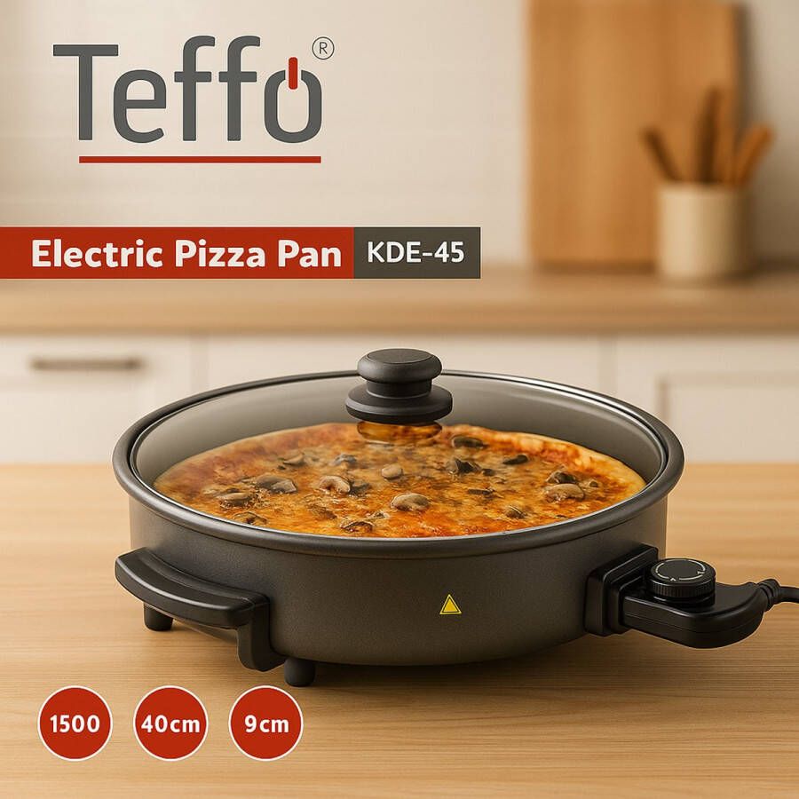 Teffo pizza pan elektrisch hapjespan 1500 W 40 cm 9 cm hoog