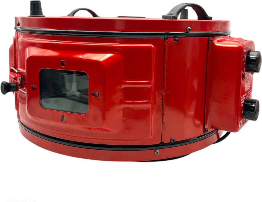 Teffo XL ronde elektrische oven vrijstaand thermostaat 32 liter rood