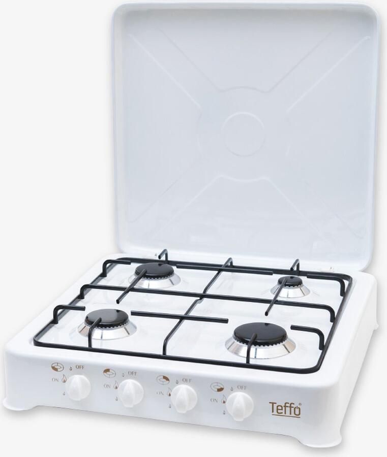 Teffo Gasfornuis 4 gaspitten Draagbaar Tafelmodel Kookplaat Vrijstaand Gasstel Camping