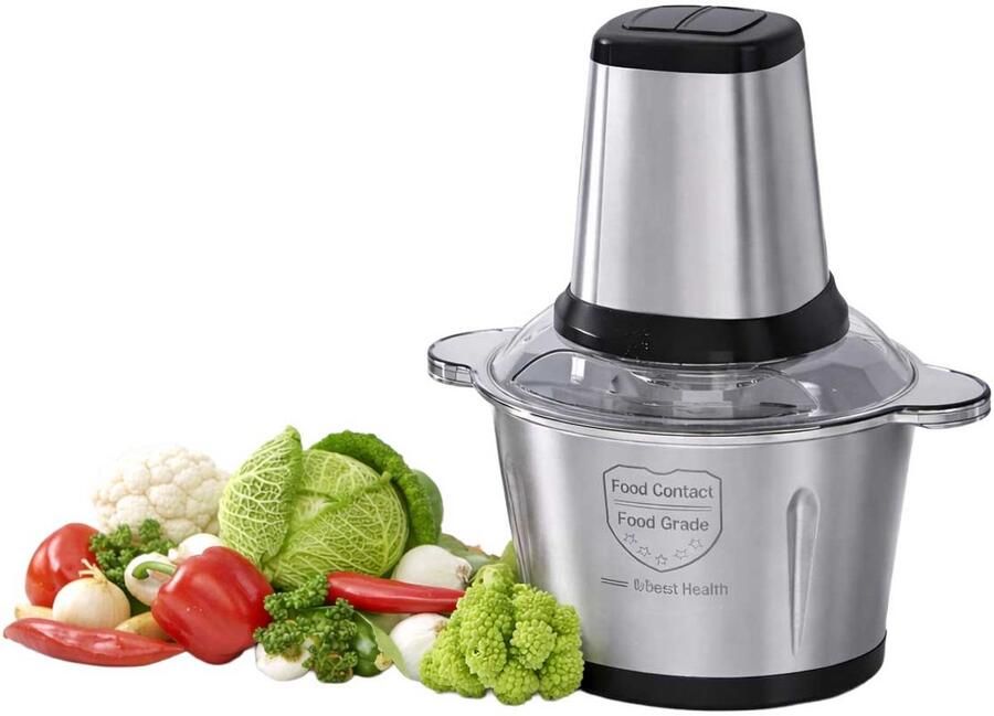 Teffo Hakmolen 3L Kom Food Chopper Hakmolen Elektrisch 300W 2 Snelheden RVS