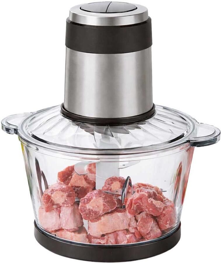 Teffo Hakmolen XXL 3L Glazen Kom Food Chopper Hakmolen Elektrisch 300W 2 Snelheden RVS