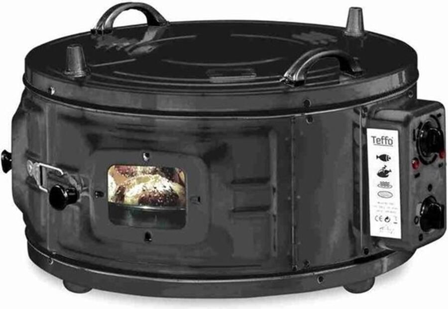Teffo ronde elektrische oven vrijstaand thermostaat 42 liter zwart XXL