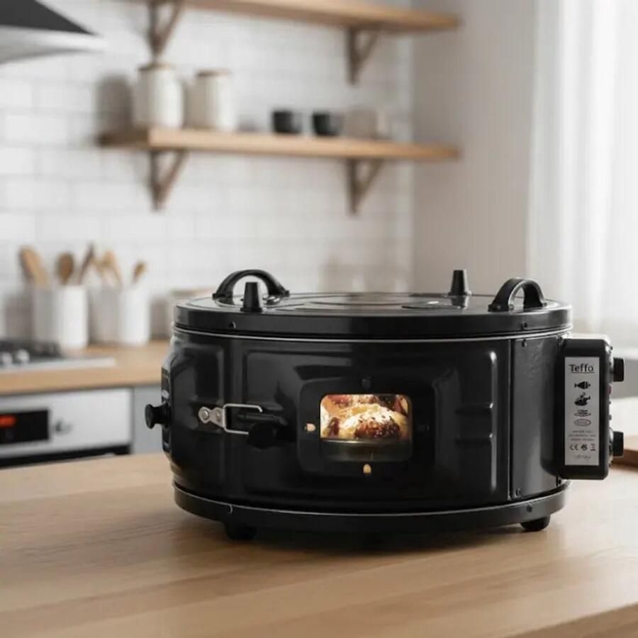Teffo Ronde Elektrische Oven XL 32 L– Vrijstaande Elektrische Oven met Thermostaat voor Grote Gerechten