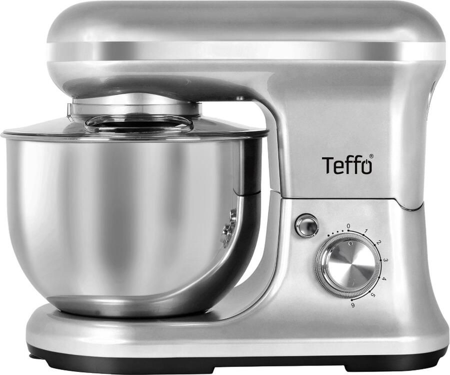 Teffo Stand Mixer Keukenmixer 5L 1200W 6 Standen Mengkom Garde Deeghaak en Menghaak RVS
