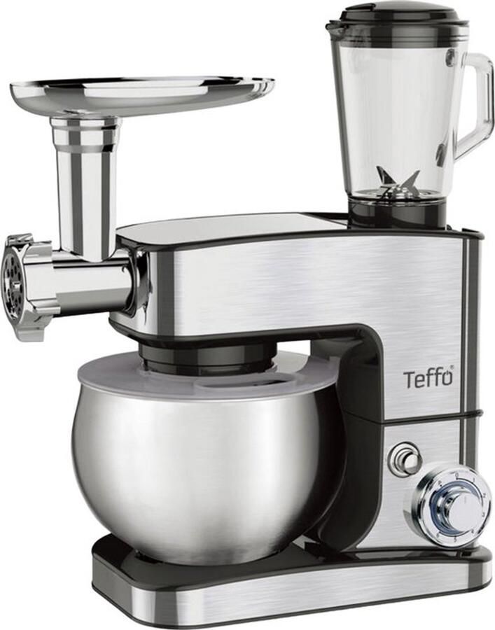 Teffo Stand Mixer Pro Keukenrobot 5L 1300W Met Gehaktmolen Blender en RVS Kom