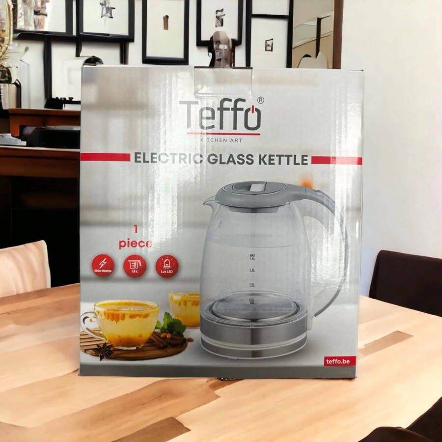 Teffo Waterkoker Ledverlichting 1.8L Grijs