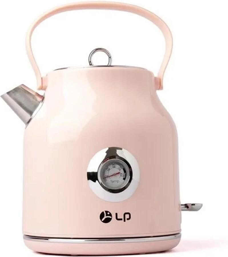 TEKROA Elektrische Waterkoker 1 7 Liter met Temperatuurmeter RVS 360° Draaibaar 2000W Snelkookfunctie roze