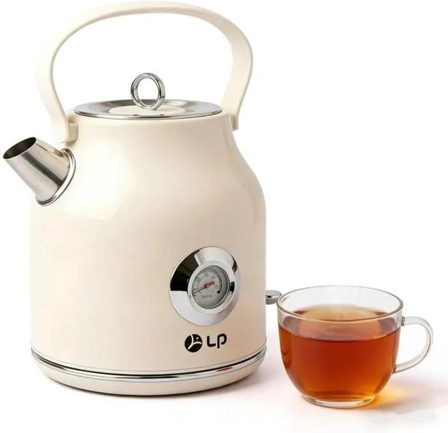 TEKROA Elektrische Waterkoker 1 7 Liter met Temperatuurmeter RVS 360° Draaibaar 2000W Snelkookfunctie
