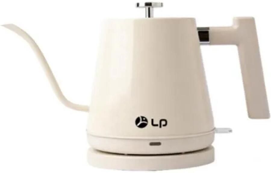TEKROA Elektrische Waterkoker Zwanenhals 0.8 Liter RVS Beige Droogkookbeveiliging Schenkketel voor Koffie & Thee