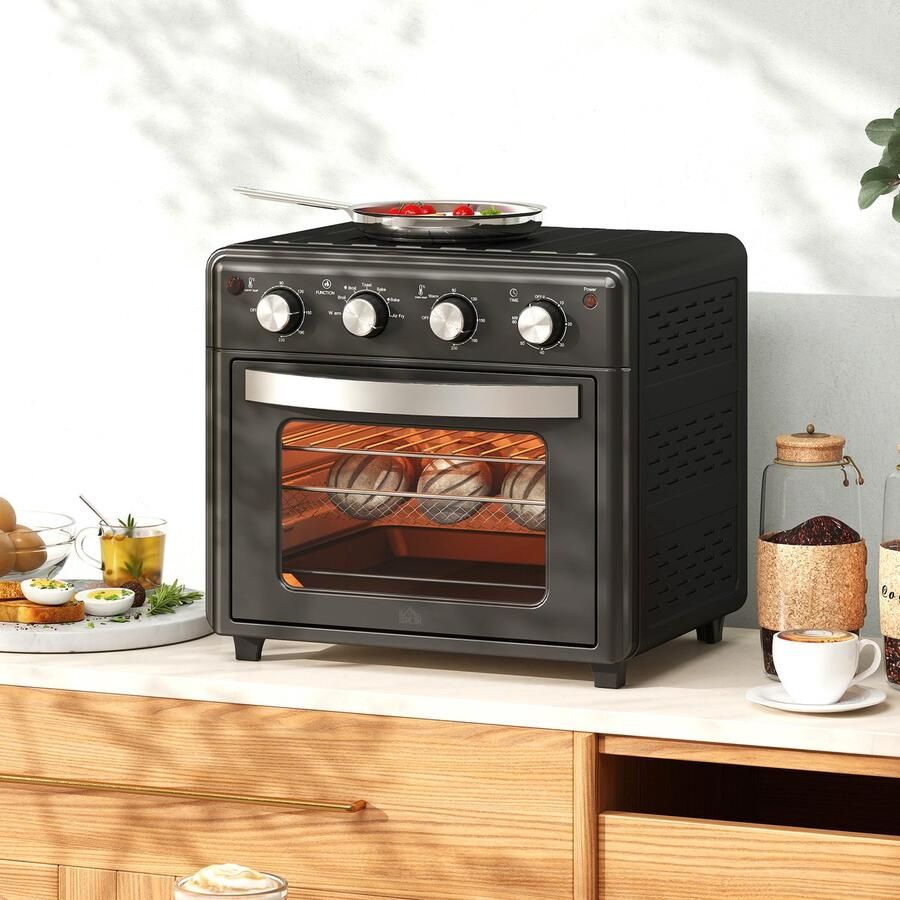 TEKROA Mini-oven airfryer 90-230°C 7 programma's accessoires zwart - Foto 2