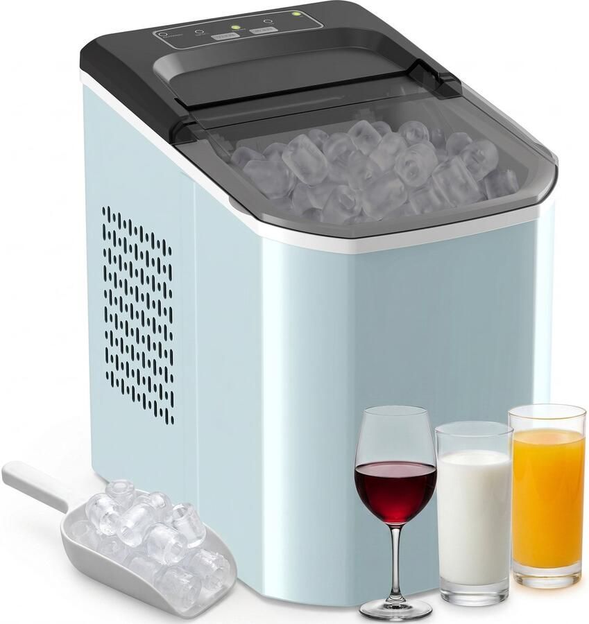 TEKROA Zelfreinigende IJsblokjesmachine 12 kg 24u 9 Blokjes in 7 Min 2 Maten IJs 1 5L Waterreservoir Blauw