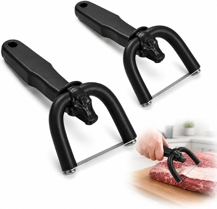 TENGYIF 2 Stuks Handmatige Vetsnijder Vet Snijder Multifunctionele Keukenhulp Vleessnijder Handmatig Ergonomisch Handvat Handmatig zonder Stroom Geschikt voor Rundvlees Varkensvlees Briskett en BBQ Compact en Ophangbaar