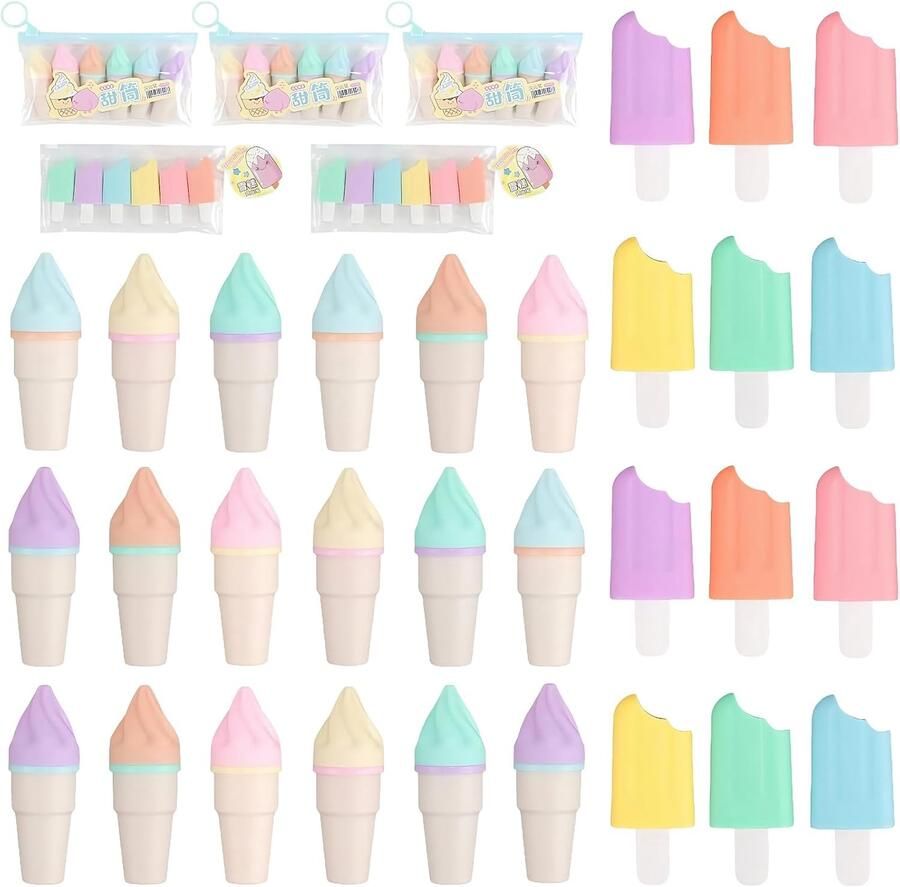 Textmarker Set 30 stuks met ijsjes en ijsjes op stok
