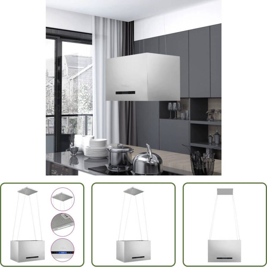 VidaXL Afzuigkap Inox Keuken Afzuigkap hangend met aanraaksensor LCD 55 cm roestvrij staal Afzuigkap Island Afzuigkap Wandmontage Afzuigkap 55cm - Foto 2