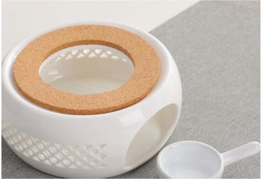 Theepotverwarmer Wit 14 5 cm Keramische Verwarmer met Kaarsenhouder Voor Thee en Koffie