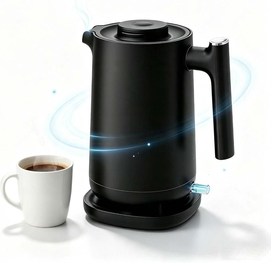 Thermo Waterkoker Zwart 0 8L Roestvrijstaal met Thermische Isolatie Voor Thuis en Kantoor