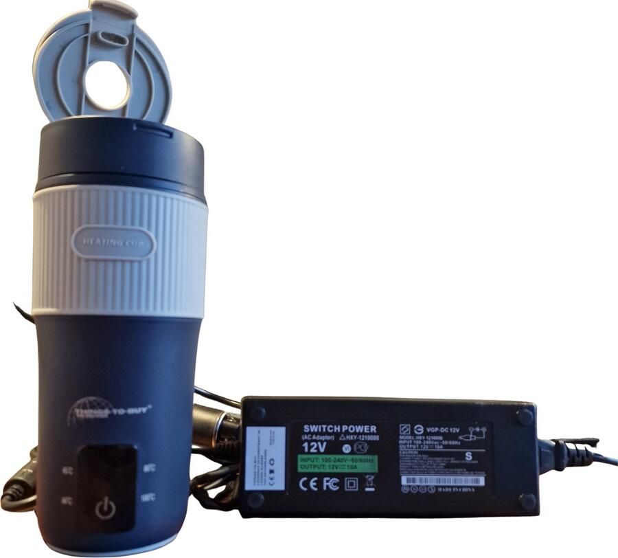 THINGS-TO-BUY – Elektrische waterkoker thermosbeker + 10A omvormer – 12V 24V – 400 ml – Verwarmt tot 100°C - Foto 2