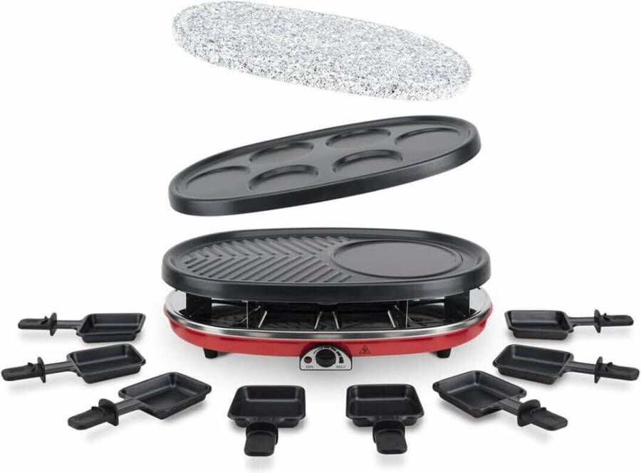 Thuys – 4 – in – 1 Multifunctioneel Gourmetstel – Voor 8 Personen Natuursteen Mini Pannenkoekjes Grill Raclette