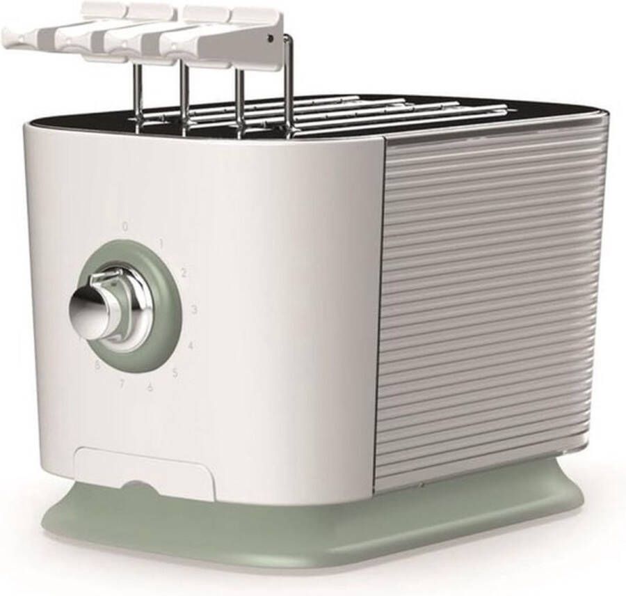Thuys Broodrooster met Tostiklemmen – Toaster – Tostiapparaat – Lange Sleuf 360° Draaibare Tangen – Extra Breed – 600W – Wit