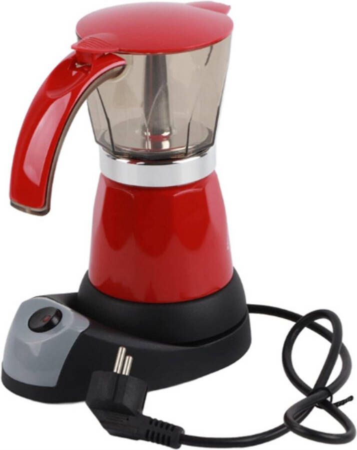 Thuys – Elektrische Mokkapot 300ML – 480W Keuken – Espressomachine Met Verwijderbare Pot – Rood Design