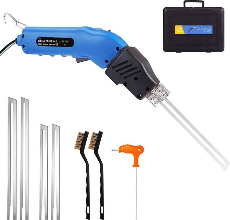 Thuys – Elektrische Piepschuimsnijder – Draagbare Styroporsnijder Met 4 Messen – Polystyreensnijder – Thermocut Met Koelsysteem – Bluew
