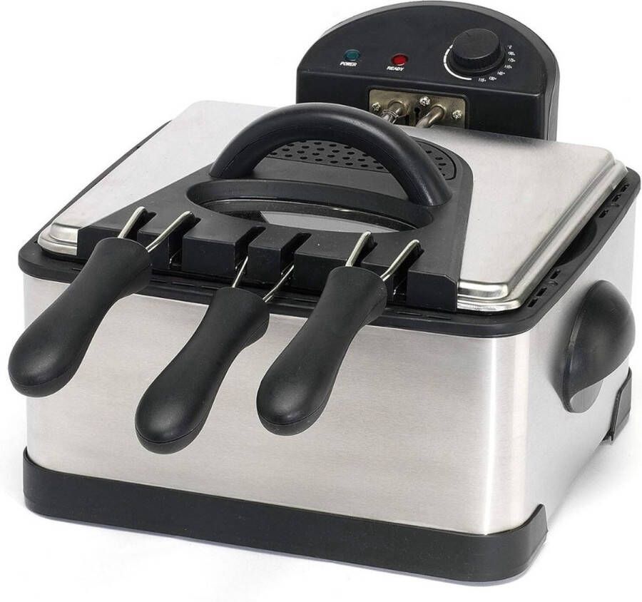 Thuys – Friteuse 4 Liter – Friteuse 3 Verschillende Manden – Frituurpan 2000 Watt – RVS