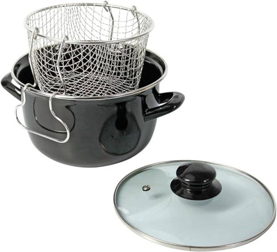 Thuys – Frituurpan Inductie – Frituurmandje – 26cm x 26cm x 12cm – Zwart