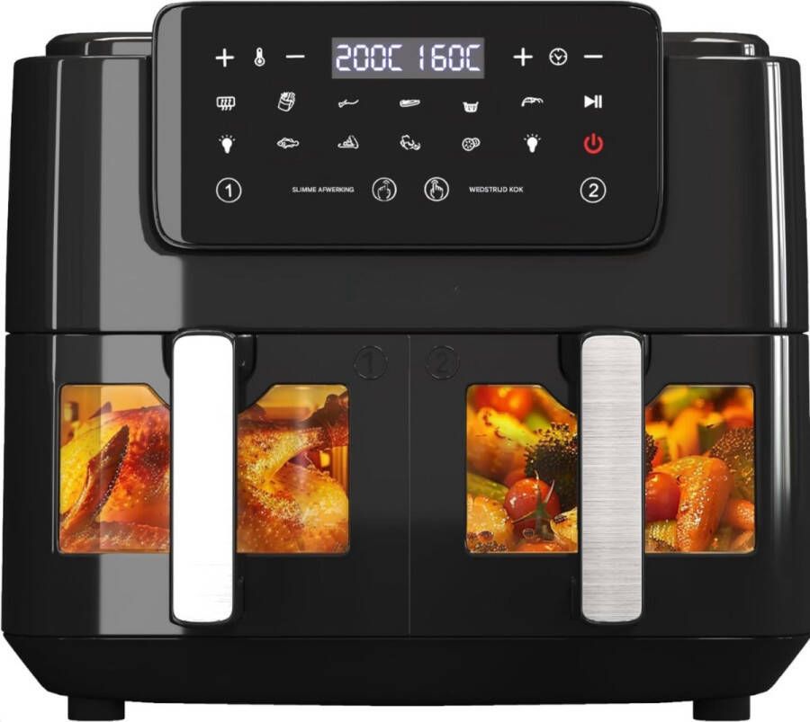 Thuys – Heteluchtfriteuse XXL 9L 2 Laden LED – 2400W – Zwart