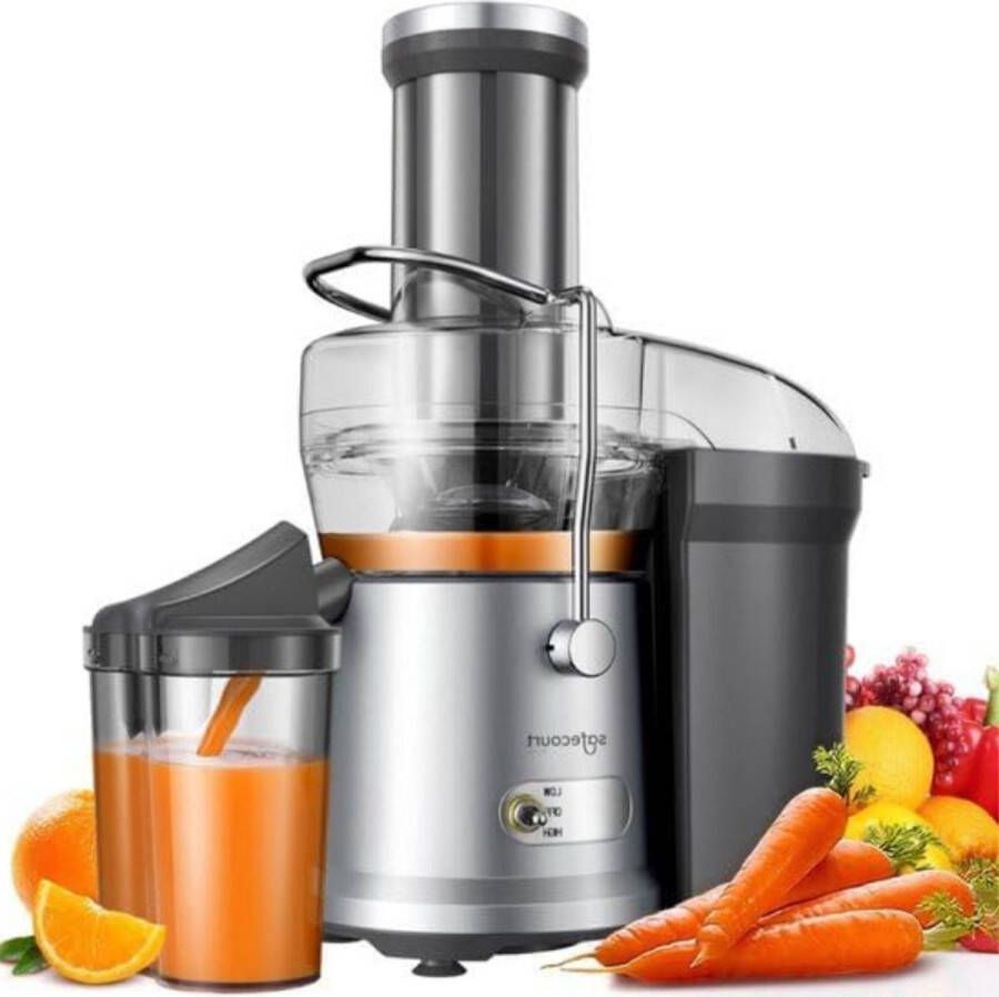 Thuys – Kitchen Juicer – Sapcentrifuge Voor Fruit En Groenten – BPA – Vrij – 3 Snelheden – 1200 Watt – Titanium Messen – Zilver